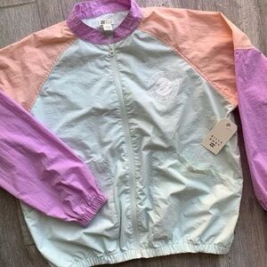 NWT Billabong Womens Whirlwind Wind Breaker Jacket, Aqua, Small